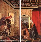 BELLINI, Giovanni Angel Announcing and Virgin Announciated uiol oil painting